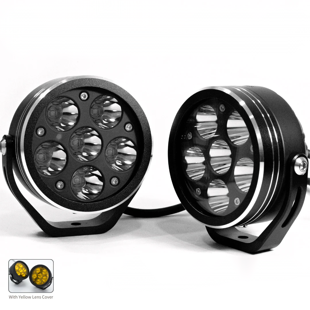Motorcycle fog light with amber lens and strobe flashing function