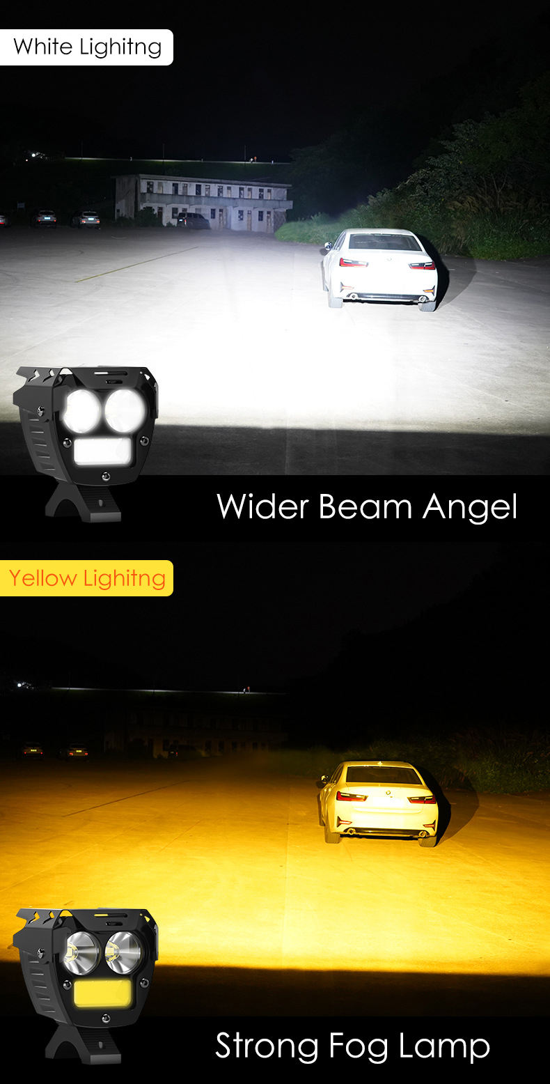 motorcycle fog light yellow white beam switching mode