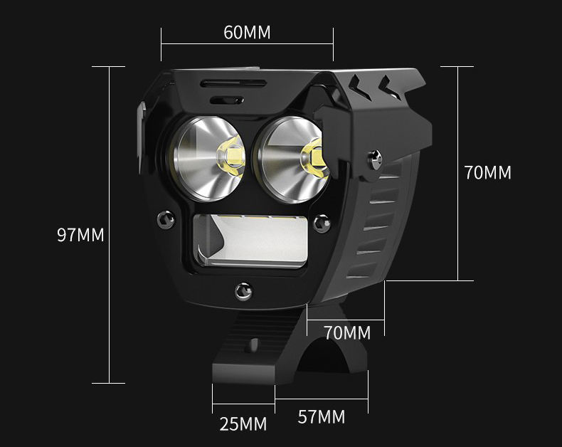 motorcycle fog light 12-80V dual color LED front view