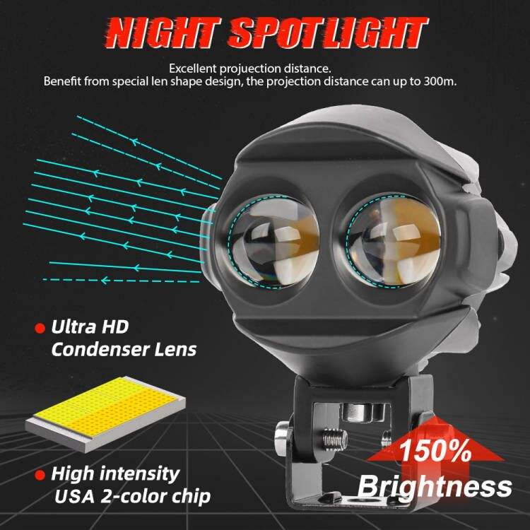 dual color led motorcycle fog light white yellow brigthness