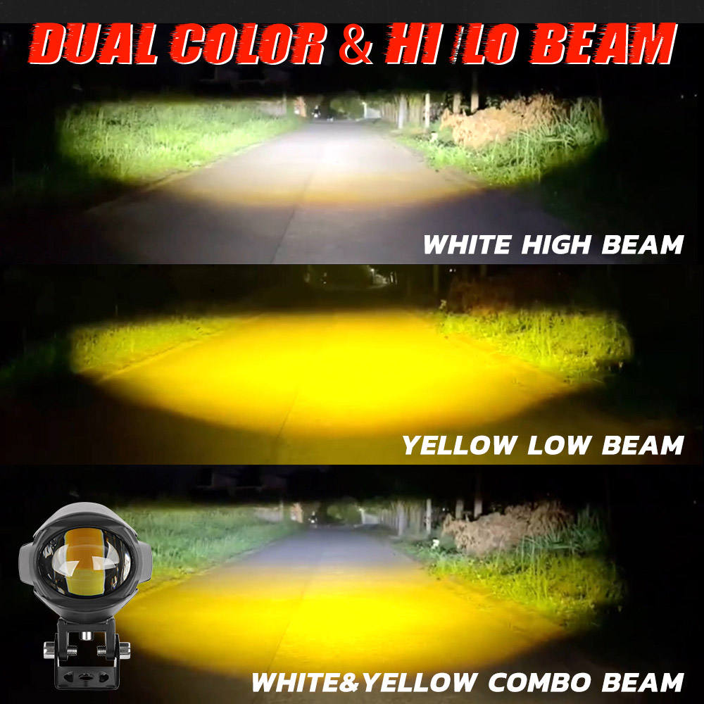 dual color led motorcycle fog light white yellow color