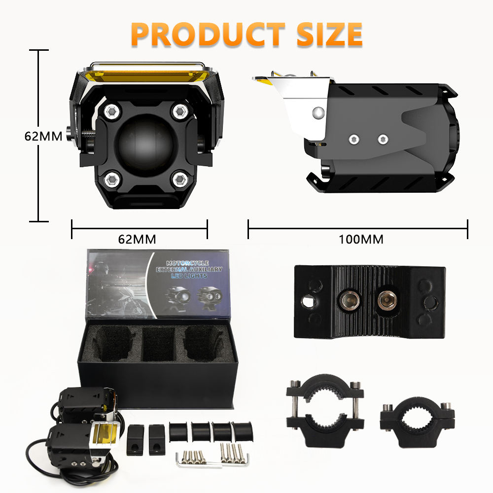single projector motorcycle auxiliary light lens detail
