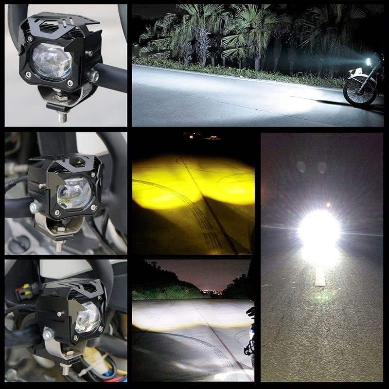 square projector motorcycle auxiliary light aluminum detail