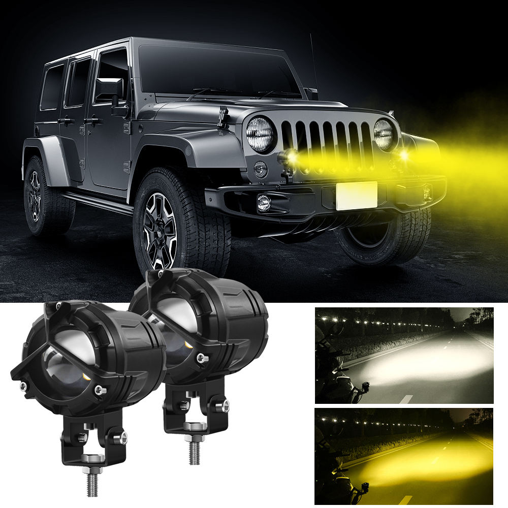 waterproof ip67 motorcycle led driving light yellow white color