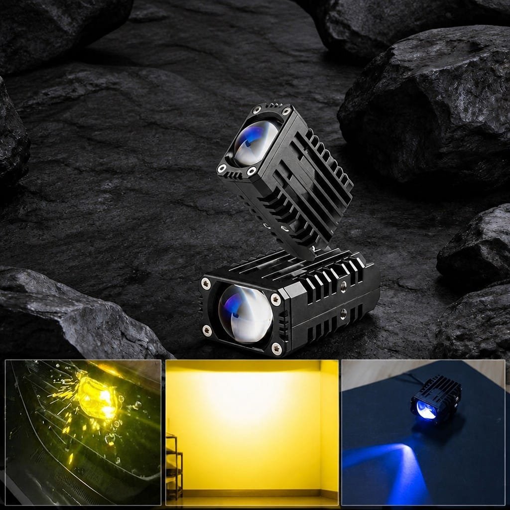 Motorcycle Grille Fog Light 60W Dual Color Cut-off Near Light - Image 3