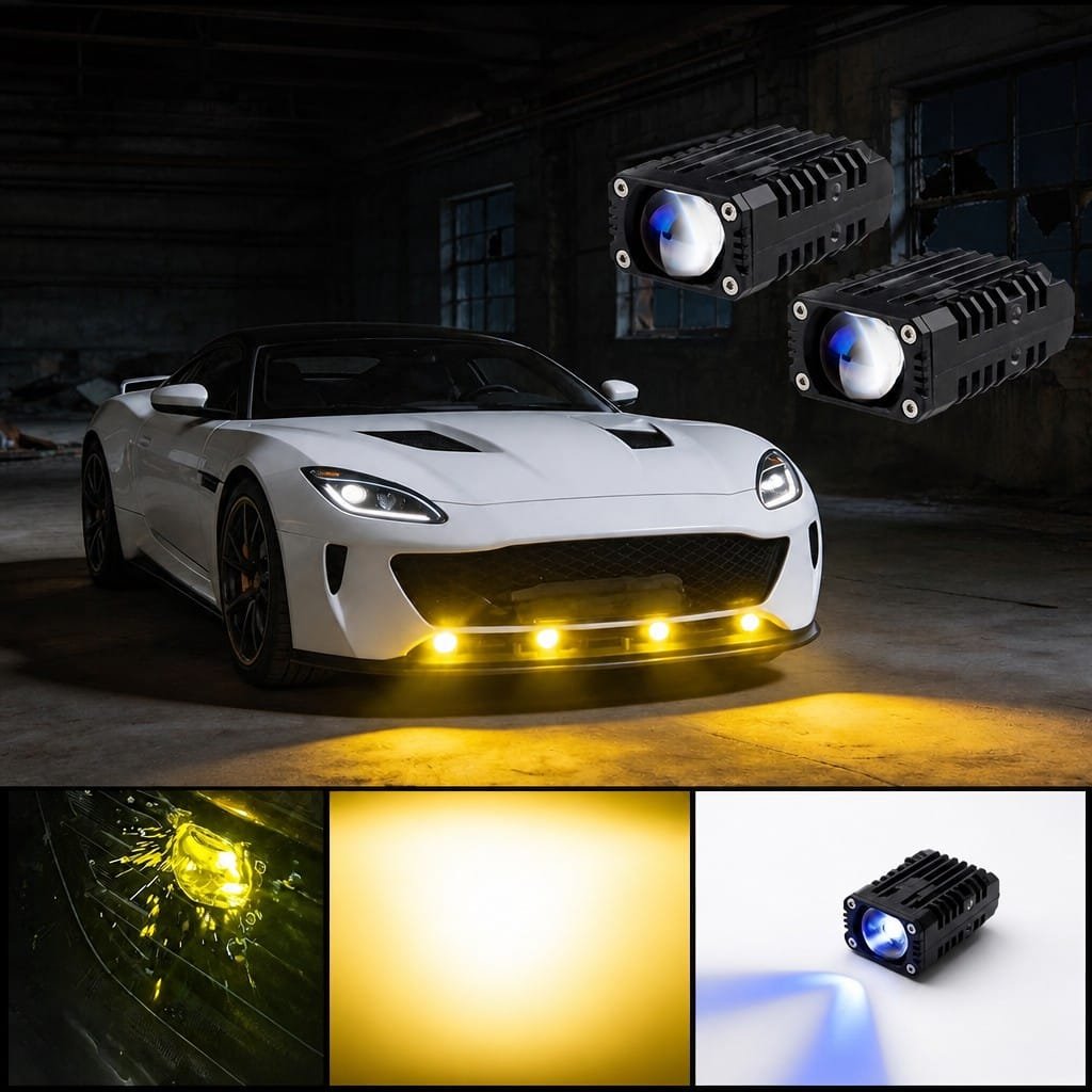 Motorcycle Grille Fog Light 60W Dual Color Cut-off Near Light - Image 4