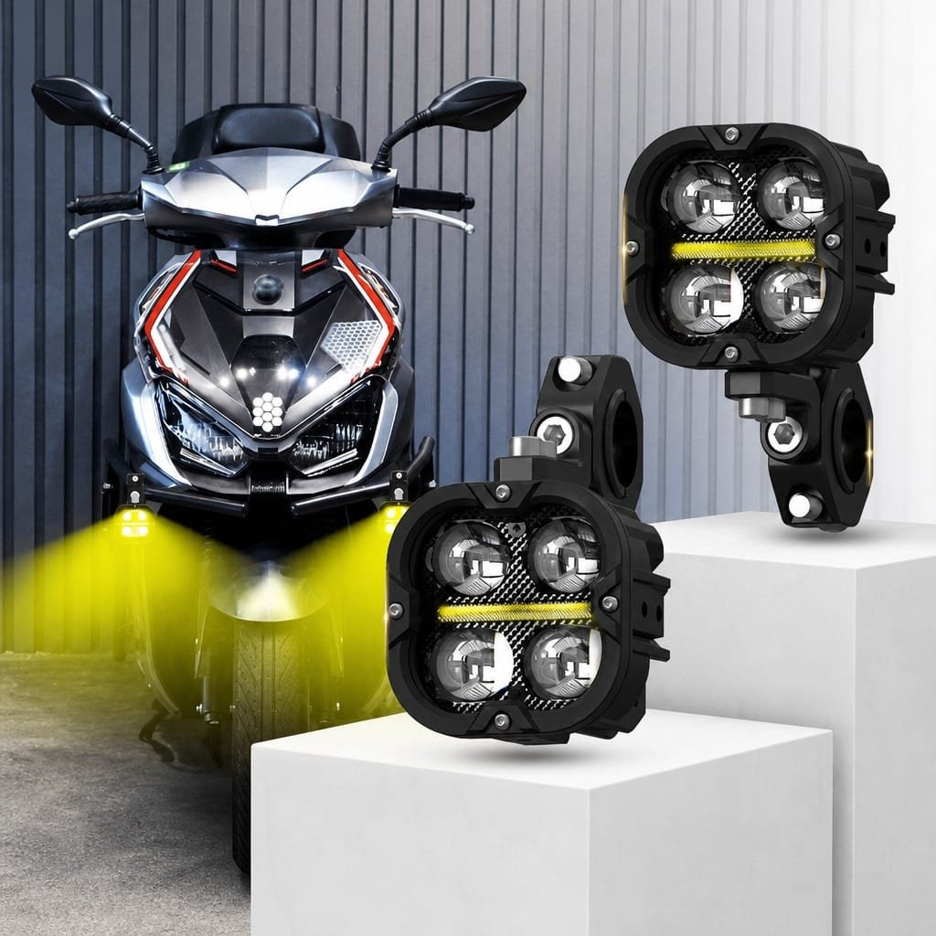 Motorcycle Fog Light 160W 4-Lens Dual Color DRL Auxiliary Light - Image 4