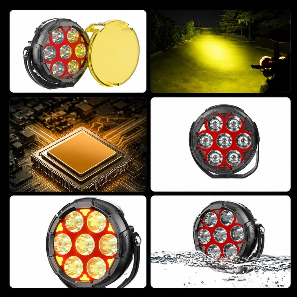 Motorcycle GR7 LED Spot Light 120W with DRL and Strobe - Image 2