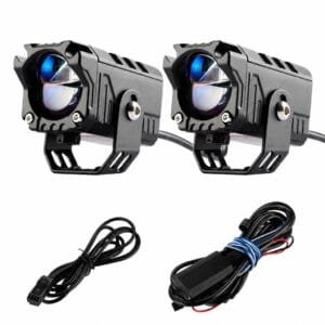 Motorcycle Lens Spotlight 80W Dual Color Devil Eye Auxiliary Light