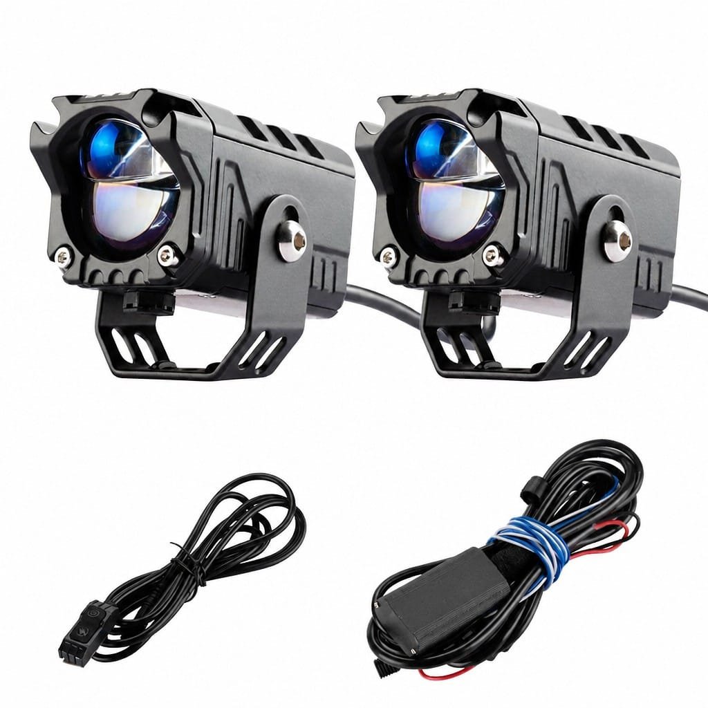 Motorcycle Lens Spotlight 80W Dual Color Devil Eye Auxiliary Light - Image 3
