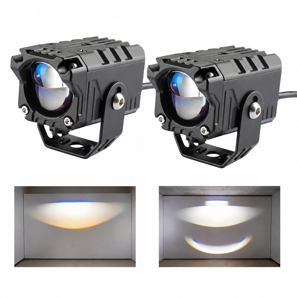 Motorcycle Lens Spotlight 80W Dual Color Devil Eye Auxiliary Light - Image 5