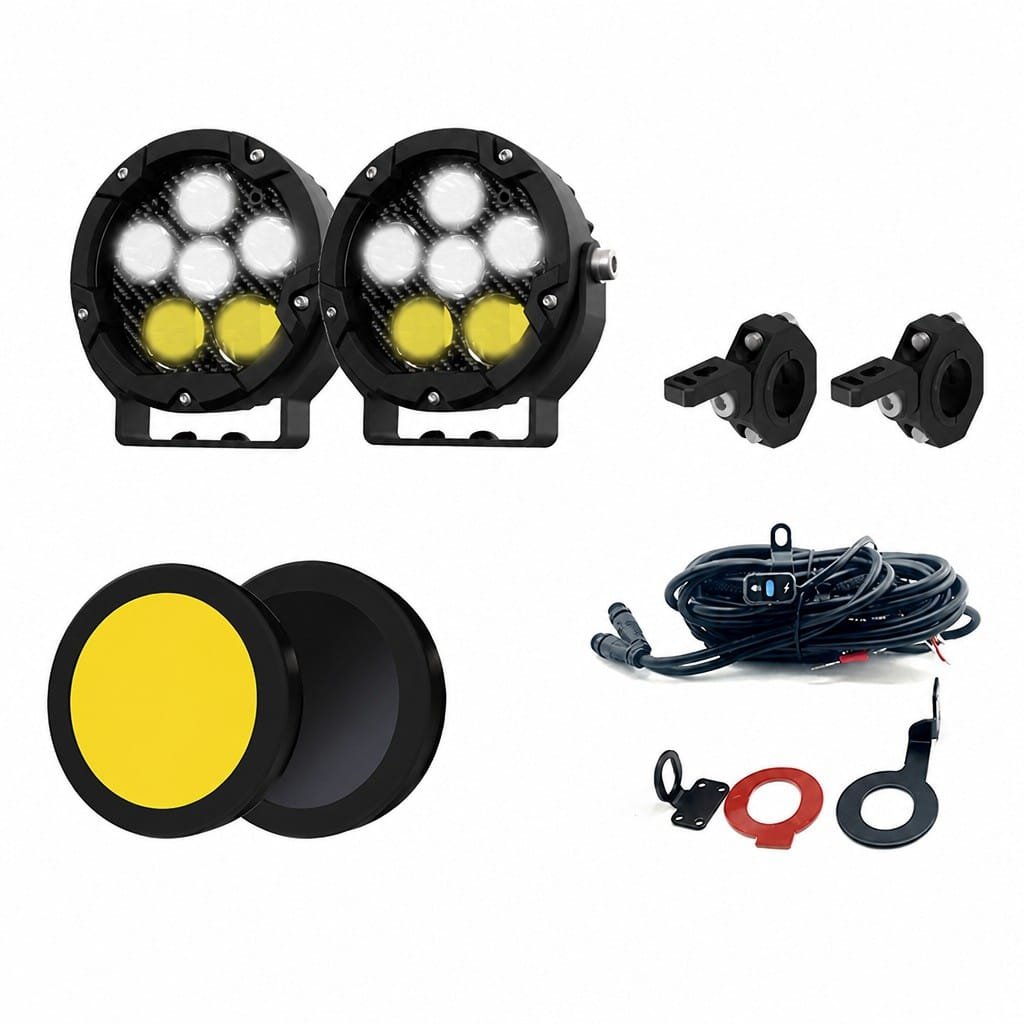 Motorcycle Headlight 180W 6-Lens Round LED Auxiliary Light - Image 2