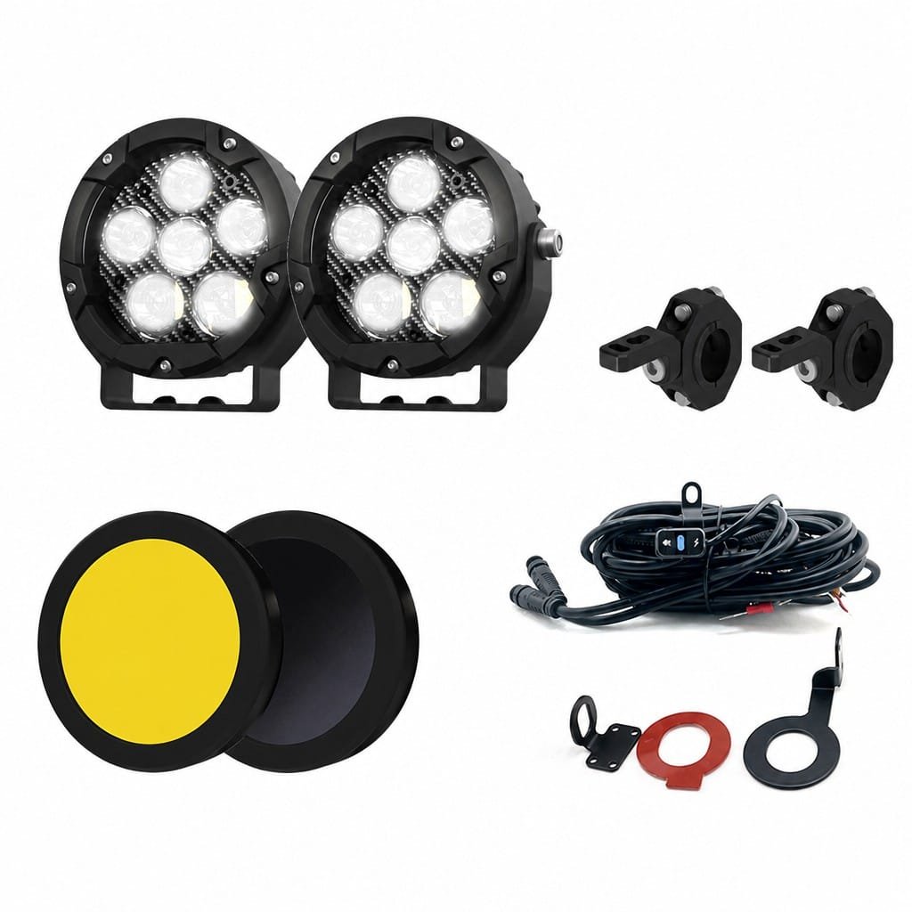 Motorcycle Headlight 180W 6-Lens Round LED Auxiliary Light - Image 3