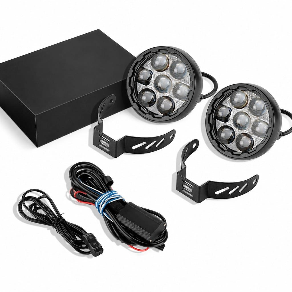 Motorcycle Spot Light 140W Quick Release 7-Lens Cut-off Beam - Image 2