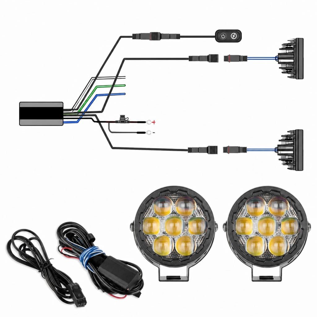 Motorcycle Spot Light 140W Quick Release 7-Lens Cut-off Beam - Image 5